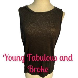 YOUNG FABULOUS AND BROKE LINEN TANK (SZ L)